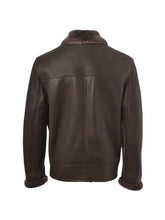 Men Brown Shearling Bomber Leather Jacket